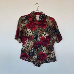 Animal + Floral Print Matching Shorts Set